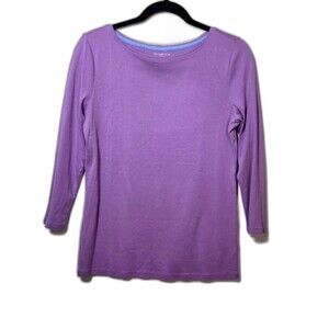 Talbots Women's  Light Purple Shade 3/4 Sleeve 100% Pima Cotton Knit Top Size: S